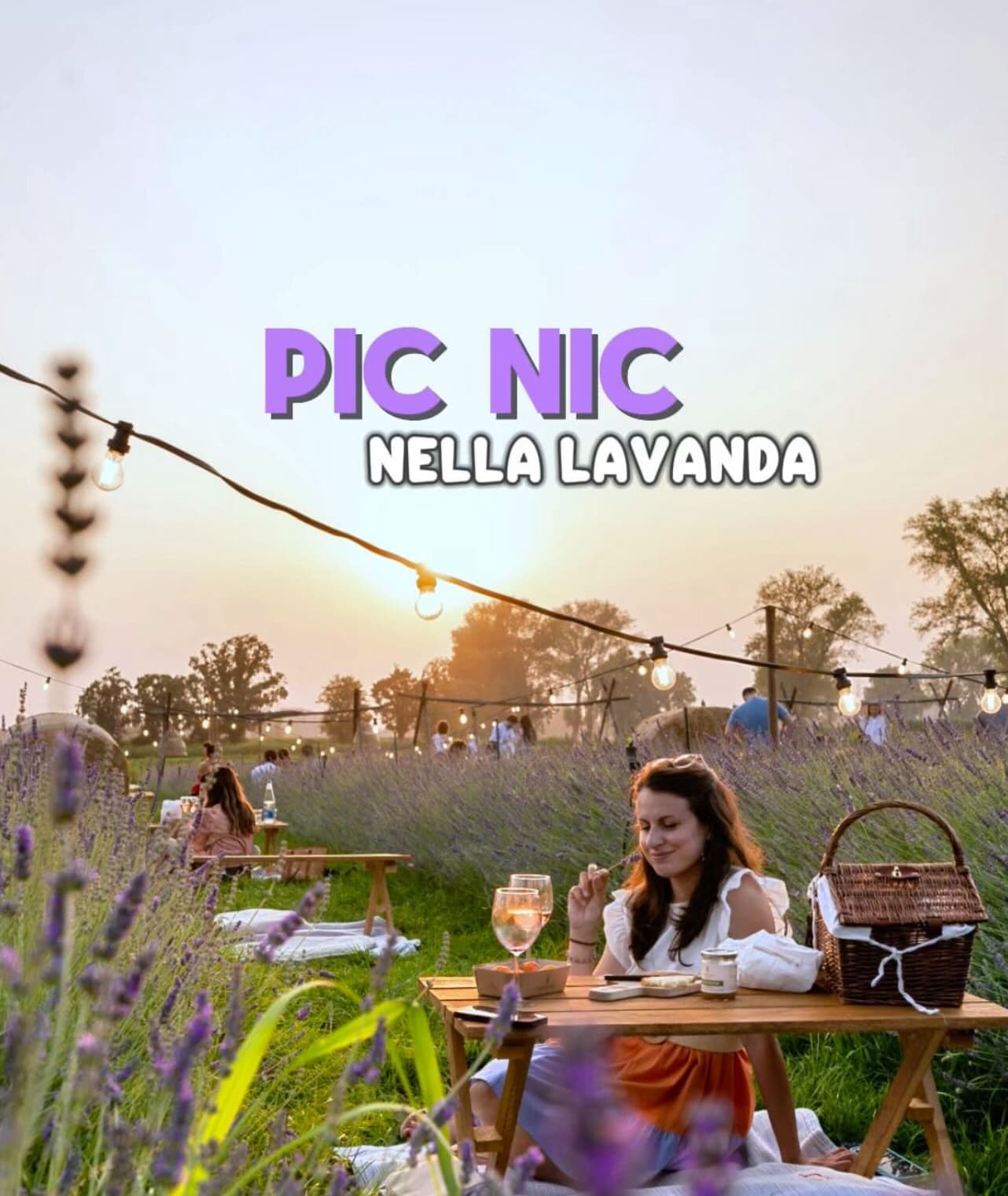 Picnic nella lavanda o frutteto
